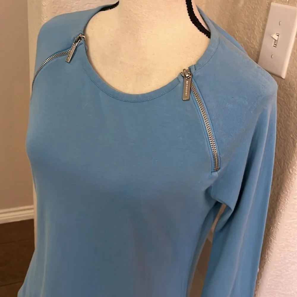 Michael Kors blue long sleeve top blouse Size M